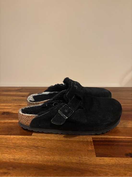 Birkenstock Shoes - Birkenstock Boston Shearling - Black Suede